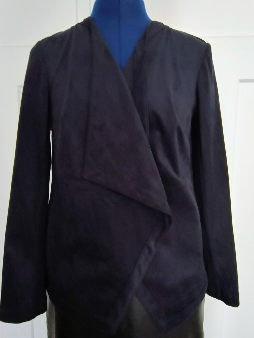 NWT J. Jill Navy  Faux Suede Microfiber Women's Open-Front Blazer